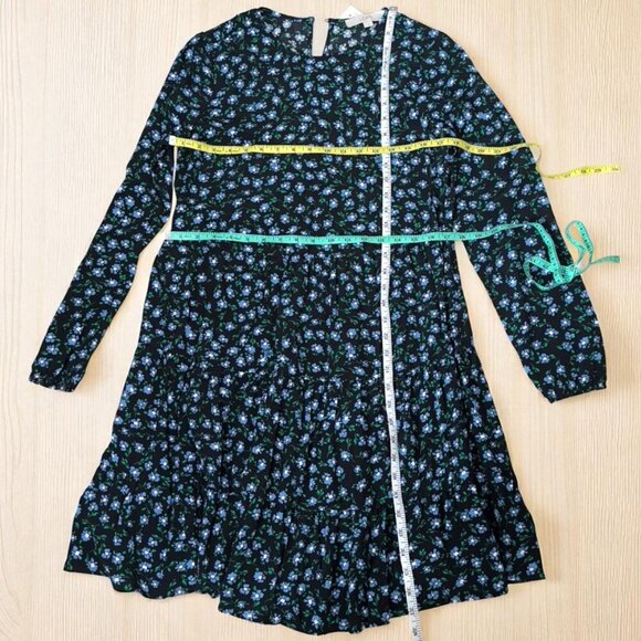 Loft floral print dress with tiered skirt | Black | Size: XS - Picture 8 of 8